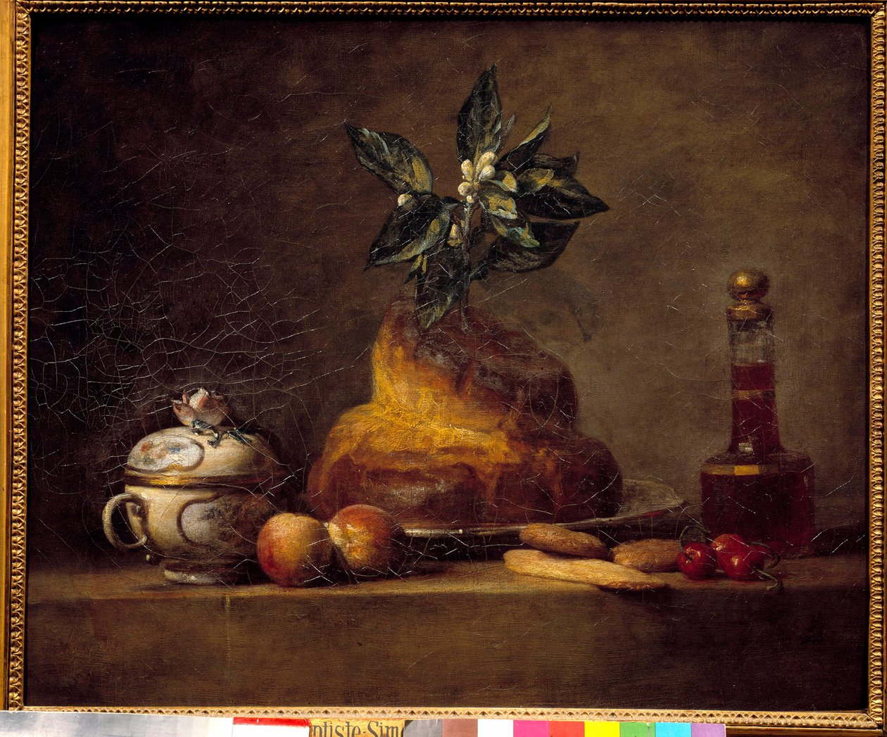 面包或甜点。 Jean Simeon Chardin (1699-1779) 的绘画 作者 让·巴蒂斯特·西蒙·查尔丁