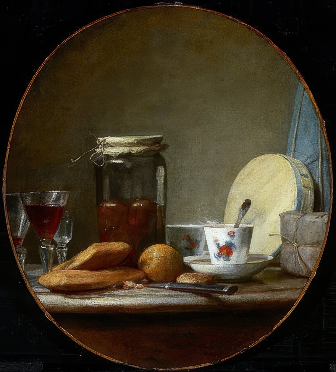玻璃用杏子。 1758 作者 让·巴蒂斯特·西蒙·查尔丁