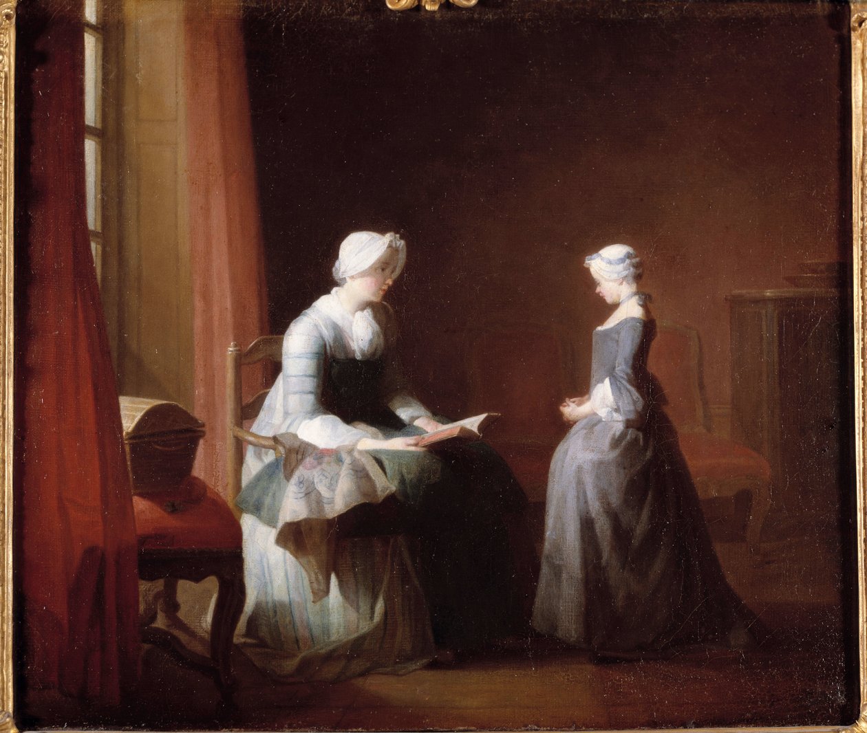 良好的教育。 Jean Baptiste Simeon Chardin (1699-1779) 的绘画 作者 让·巴蒂斯特·西蒙·查尔丁