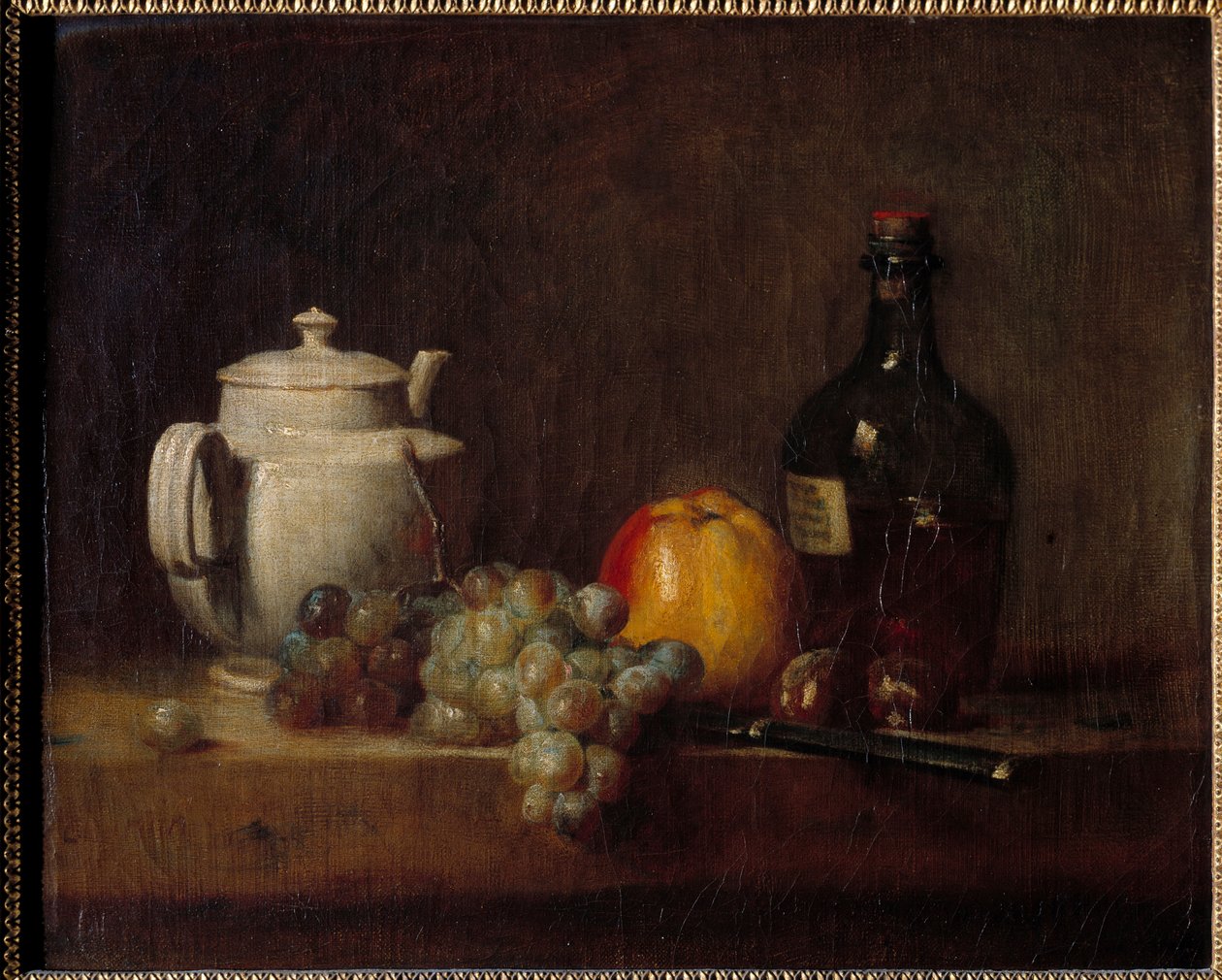 La teiere blanche avec raisins 画作：Jean Baptiste Simeon Chardin（1699-1779） 18世纪 作者 让·巴蒂斯特·西蒙·查尔丁