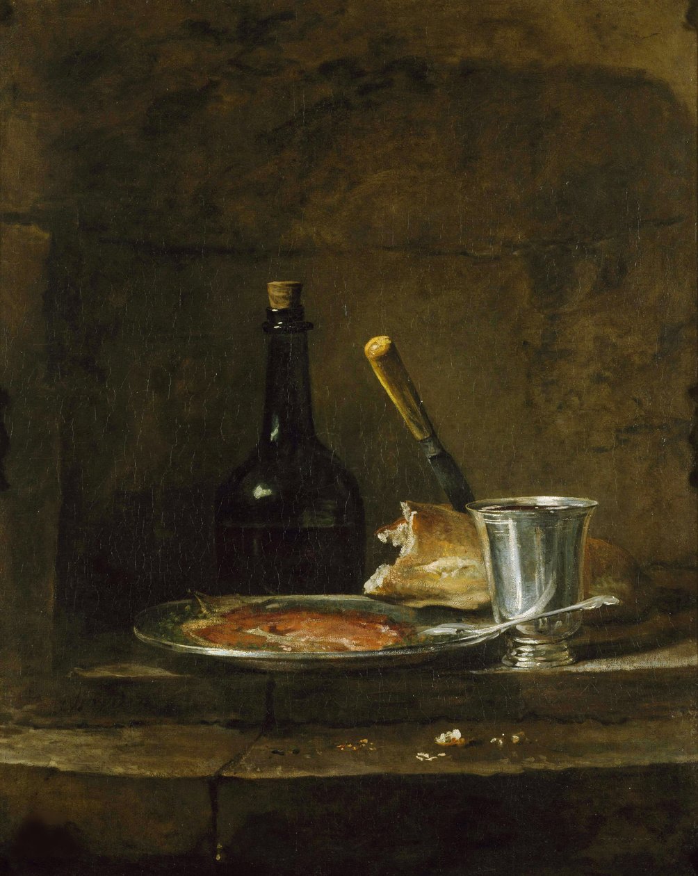 准备早餐，或《银色高脚杯》，1728年前。 作者 让·巴蒂斯特·西蒙·查尔丁