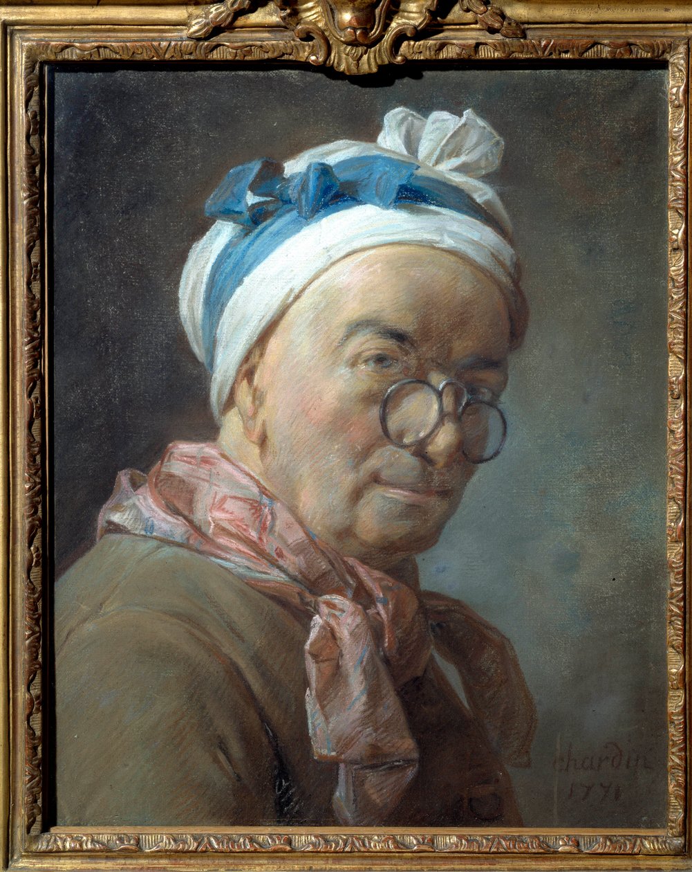 让·巴蒂斯特·西蒙·夏尔丹 (1699-1779) 的自画像 1771.昏暗。 0.459 x 0.375 米。 作者 让·巴蒂斯特·西蒙·查尔丁