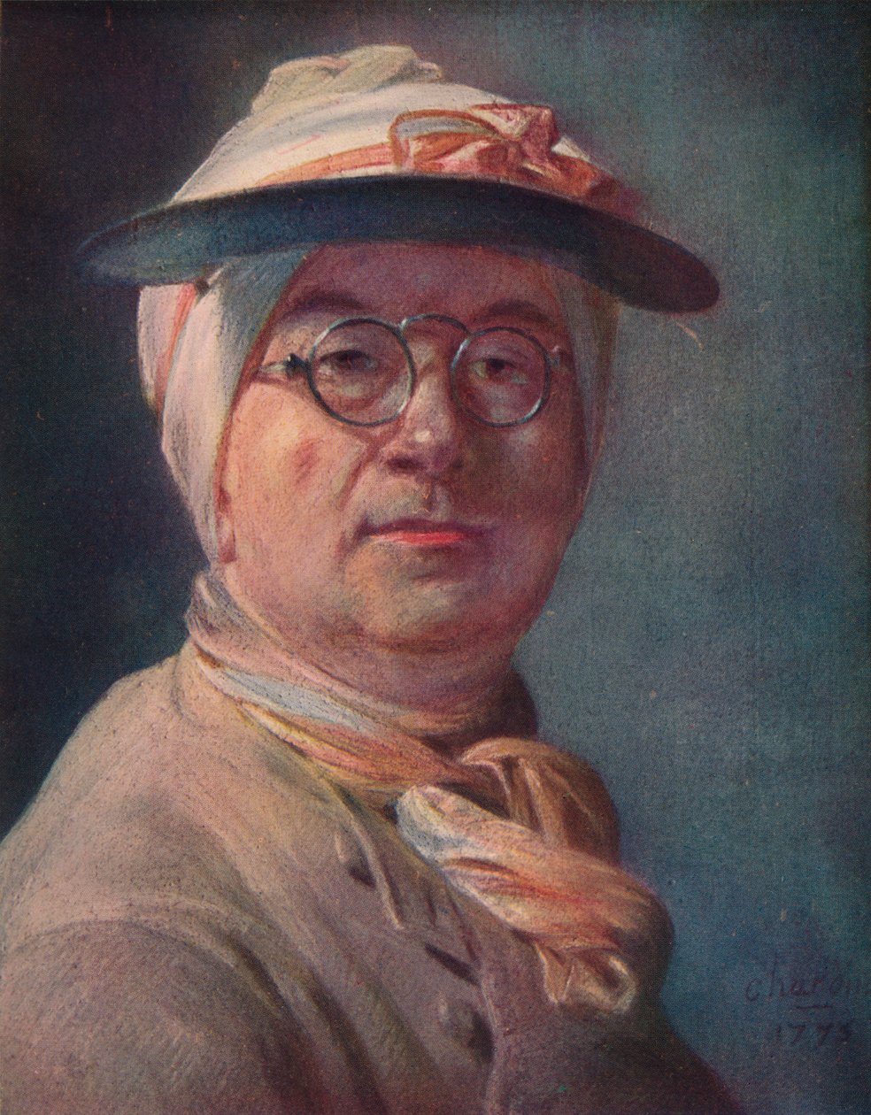 戴眼镜的自画像，1775年 作者 让·巴蒂斯特·西蒙·查尔丁
