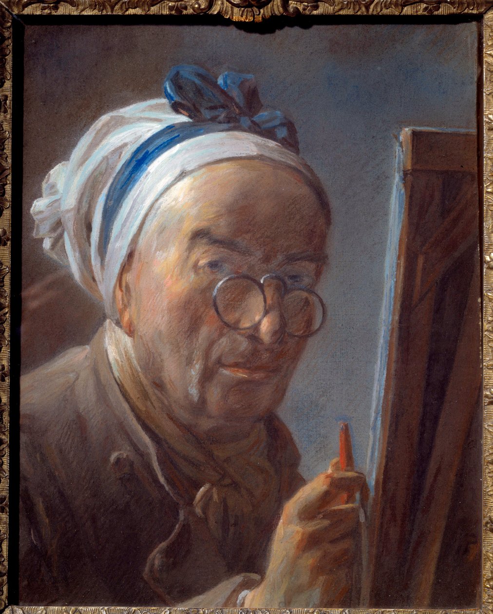 画架上的自画像 施洗者让·西缅·夏尔丹 (1699-1779) 1779 年创作的粉彩画 作者 让·巴蒂斯特·西蒙·查尔丁