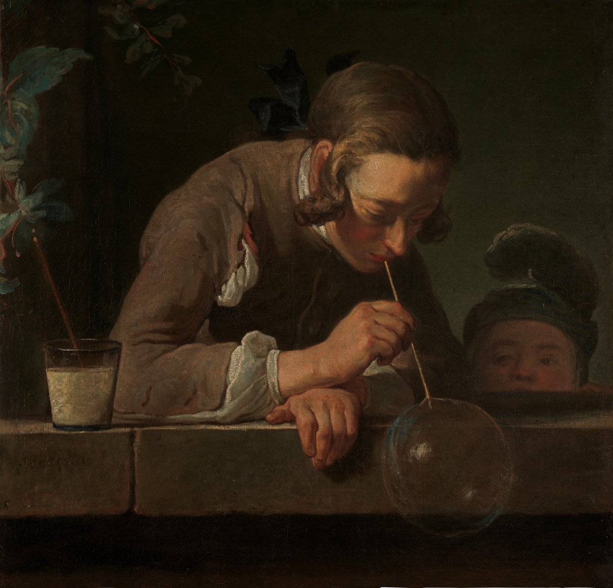 肥皂泡，约。 1733-34。 作者 让·巴蒂斯特·西蒙·查尔丁
