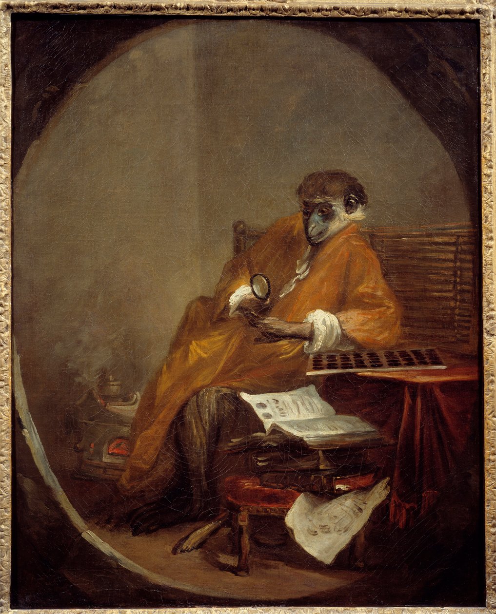 The antique monkey. Representation of a monkey in man