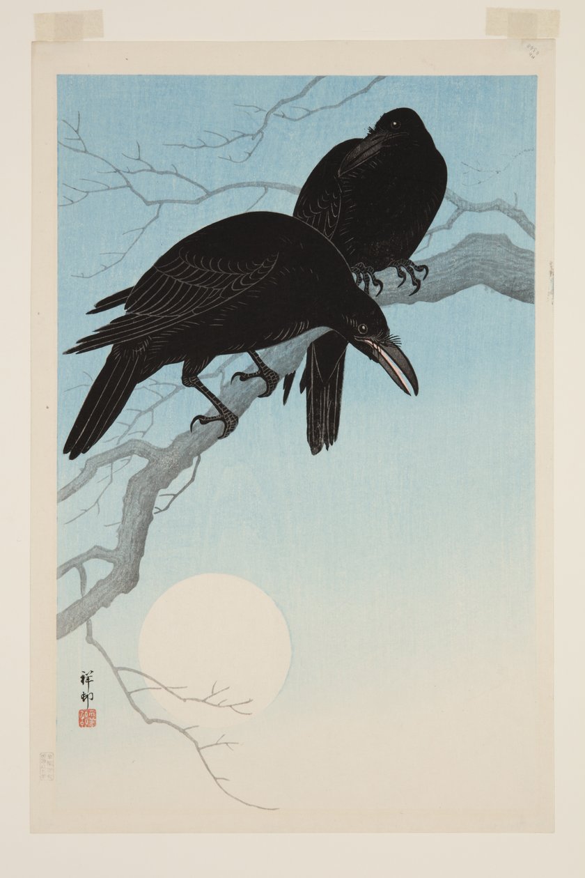 月光下的乌鸦（彩色木版画 作者 让·巴蒂斯特·托尼斯（Jean Baptiste Thonesse）