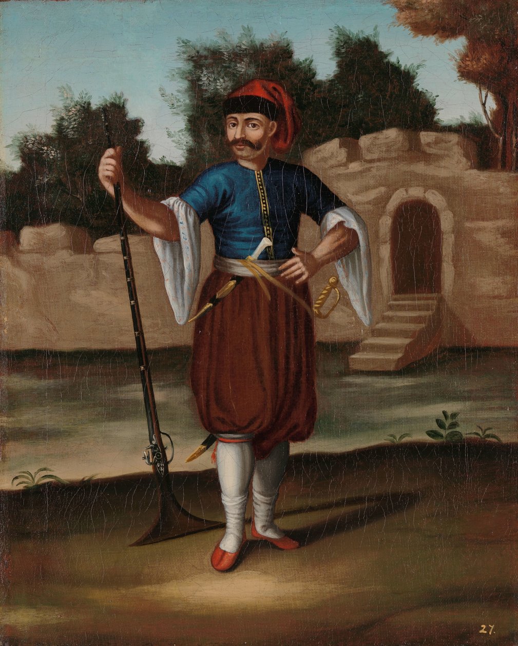 阿尔巴尼亚士兵 作者 Jean Baptiste Vanmour（工作室）