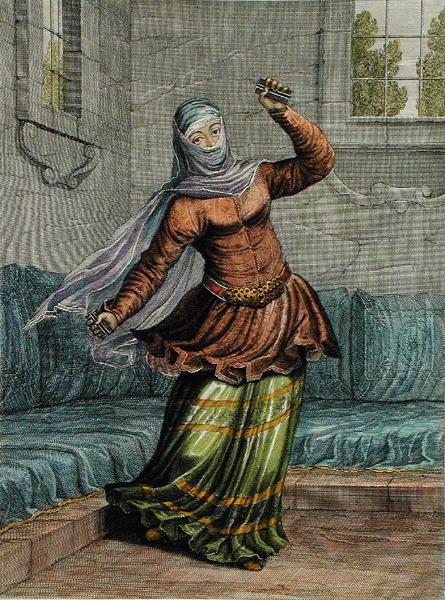 Tchinguis，或土耳其舞者，板块54，来自 "Recueil de Cent Estampes representant differentes Nations du Levant tirees sur les Tableaux Peints d