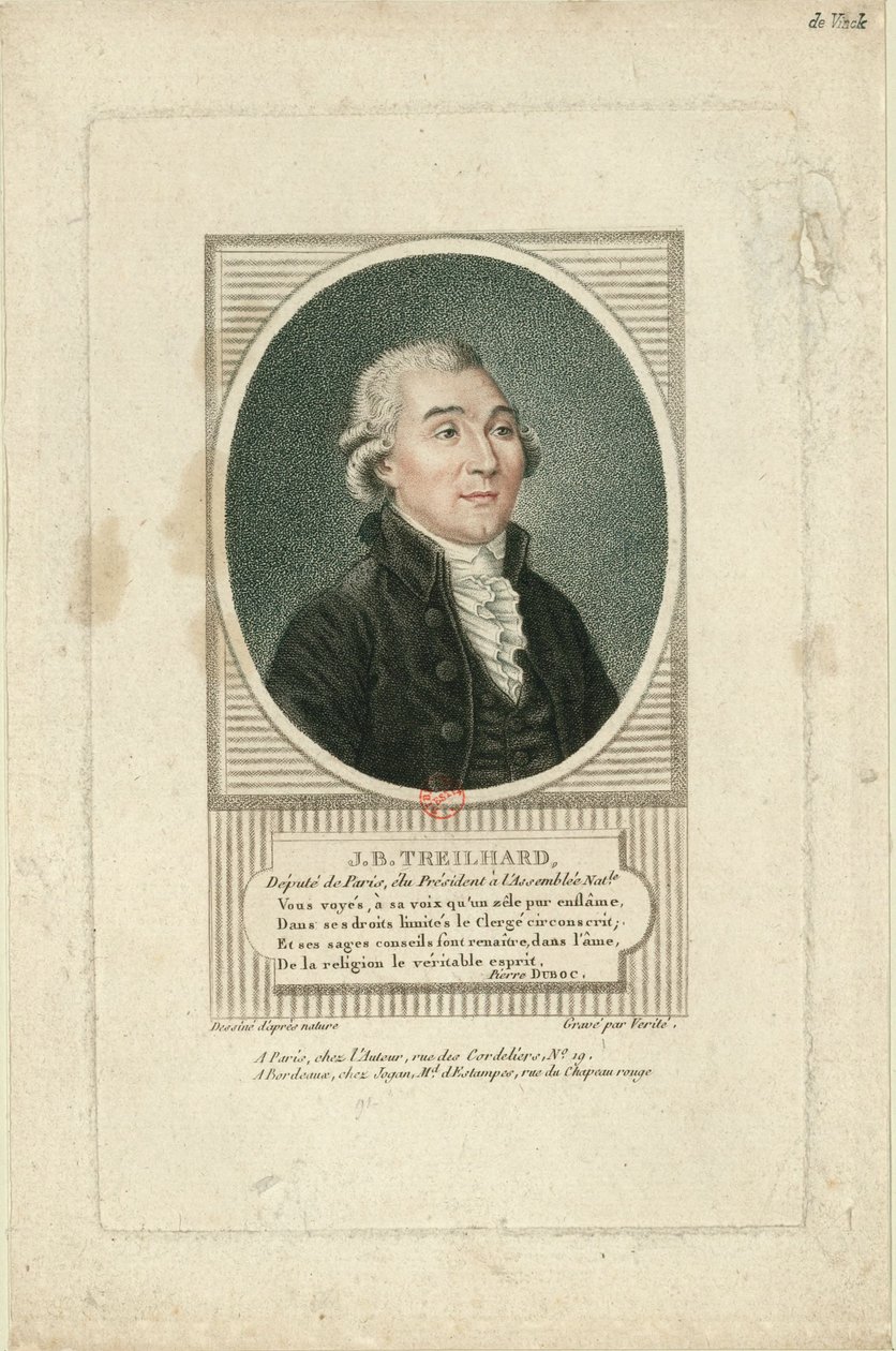 Jean-Baptiste Treilhard 1742-1810的肖像，约1790年。 作者 让·巴蒂斯特·维利特