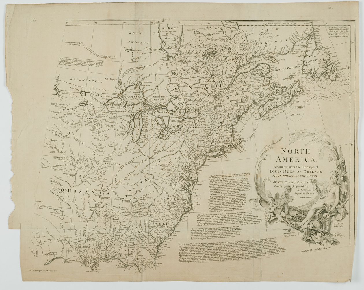 北美，由Richard William Seale雕刻，1752年 作者 丹维尔之后的让·巴蒂斯特（Jean Baptiste）
