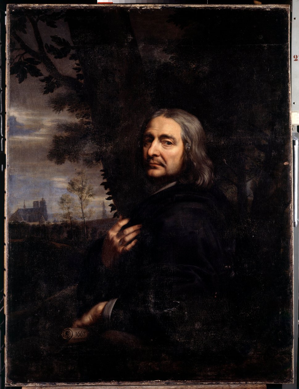 菲利普·德尚佩涅，艺术家的叔叔（1602-1674 年）消失的自画像复制品。 让·巴蒂斯特·德·尚佩涅 (Jean Baptiste de Champaigne) (1631-1681) 1668 年作画。 1,2x0,9 m 作者 让·巴蒂斯特·尚佩恩
