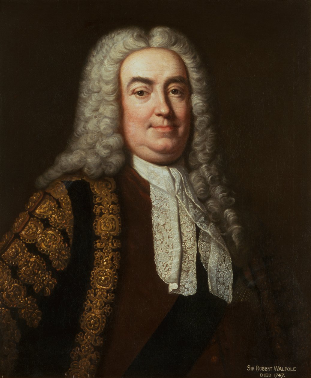 罗伯特-沃波尔爵士的肖像，约1740年（布面油画） 作者 Jean Baptiste van (studio of) Loo