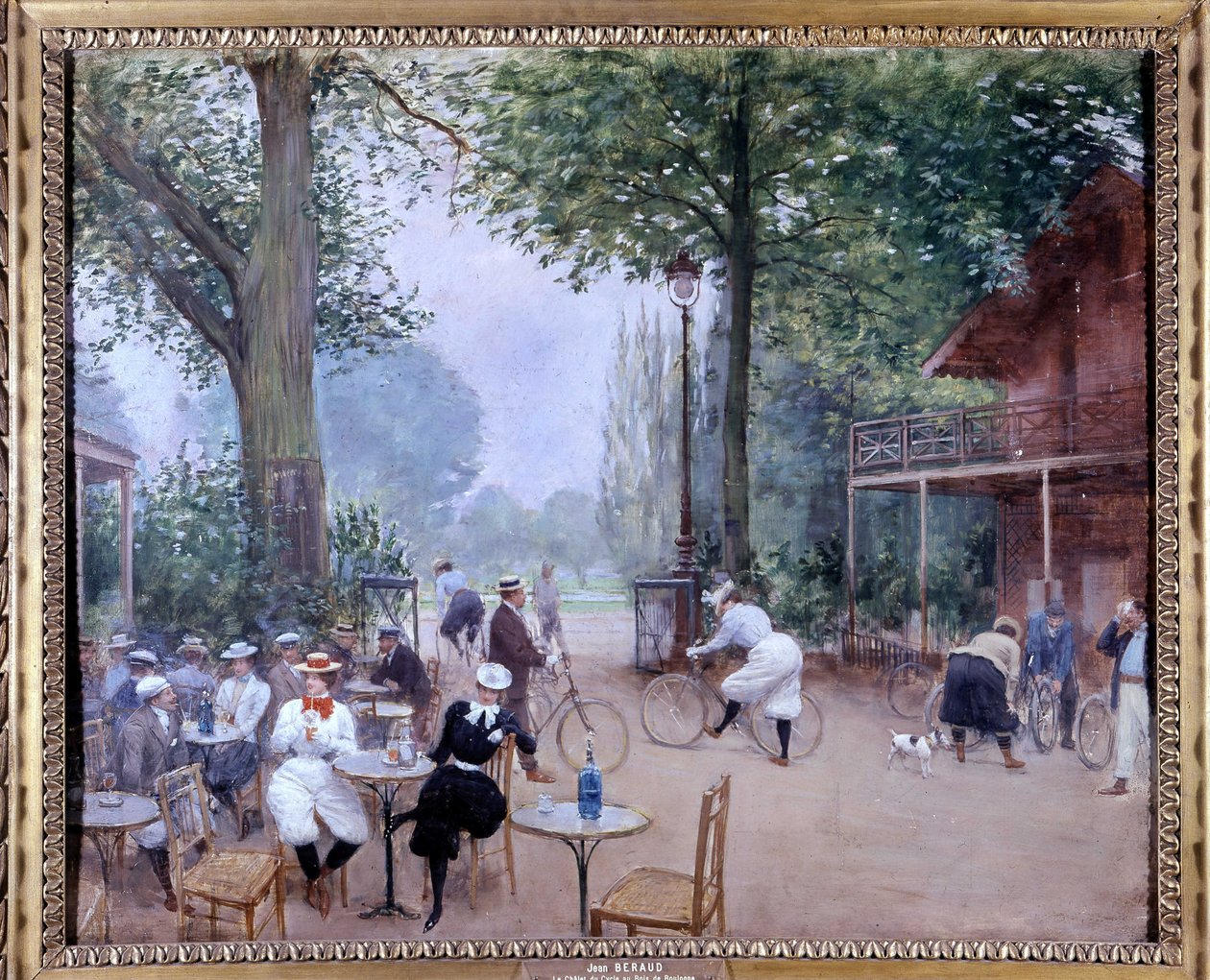 Chalet du cycle au Bois de Boulogne，大约 1900 年 - Jean Beraud 的水彩画（+ 1935）。 海豹博物馆。 作者 让·贝罗