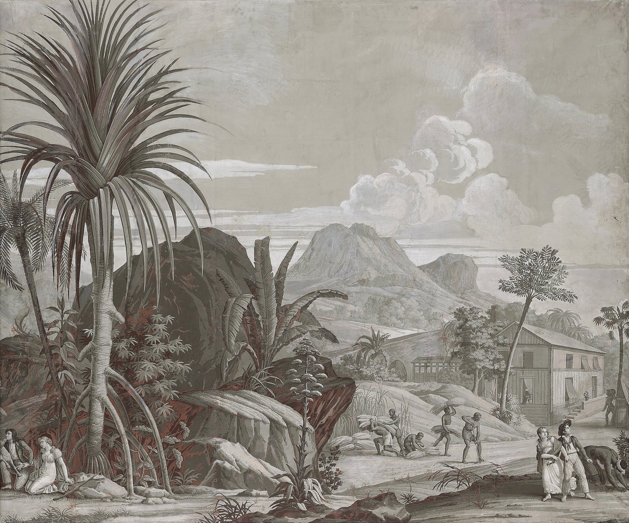 Dufour＆Cie的《 Paul et Virginie》系列壁纸墙纸，走一走，约1823年 作者 让·布洛克