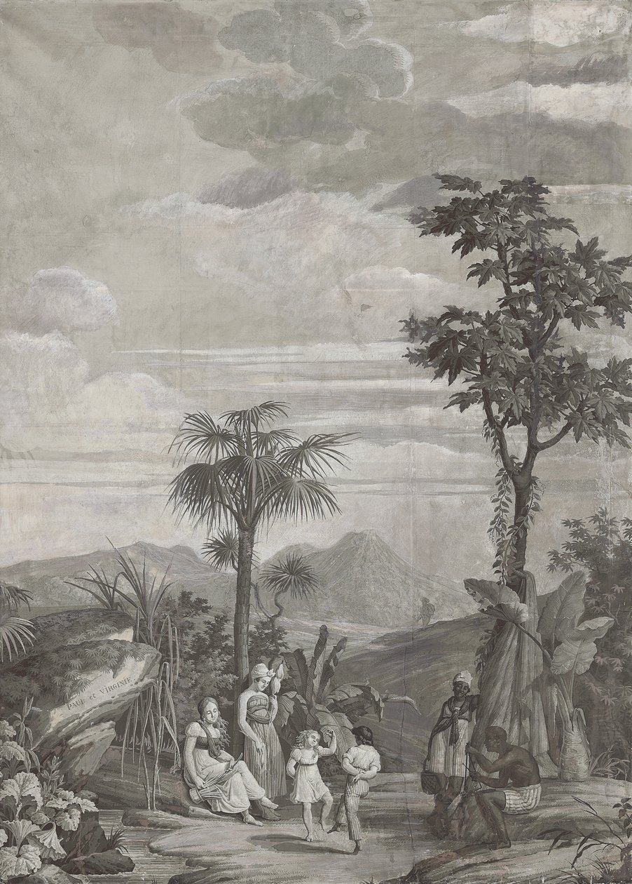 儿童舞蹈，Dufour＆Cie系列作品“ Paul et Virginie”系列的墙纸面板，约1823年 作者 让·布洛克