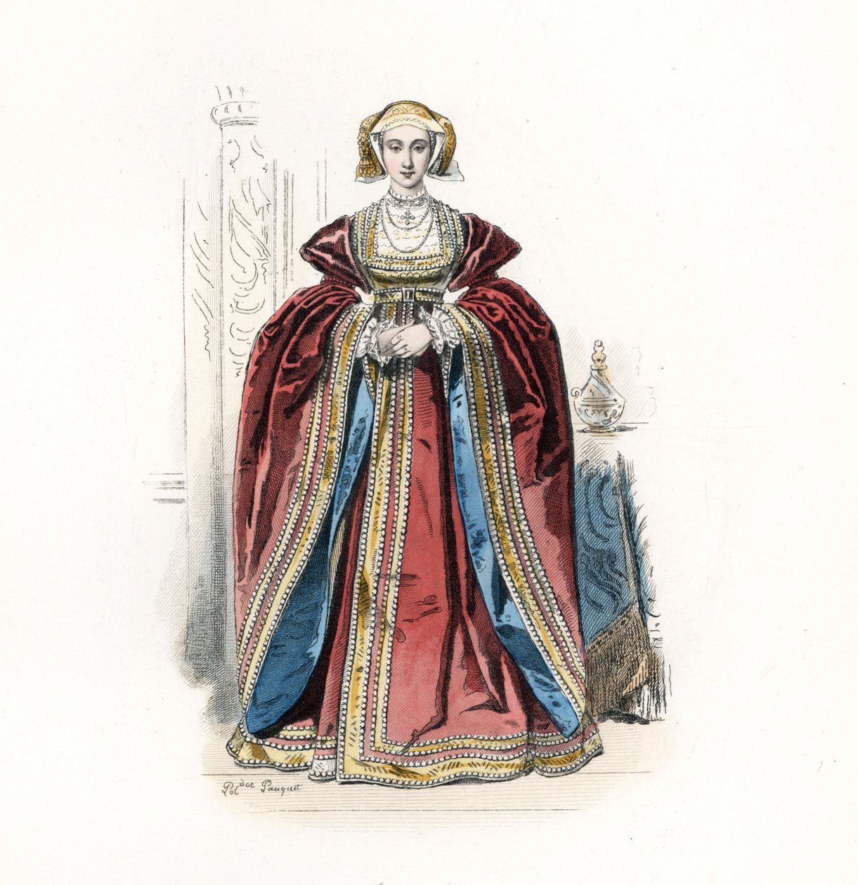 克利夫斯的安妮 (Anne of Cleves)，英格兰国王亨利八世的妻子，继承汉斯·霍尔拜因 (Hans Holbein) 之名 作者 让·查尔斯 (1800 79) 波凯