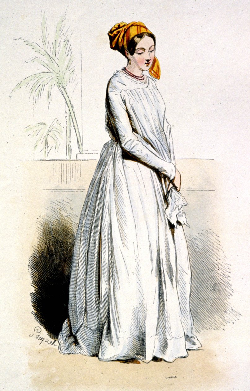 卡宴的克里奥尔妇女，约 1850 年（雕刻） 作者 让·查尔斯 (1800-79) 波凯
