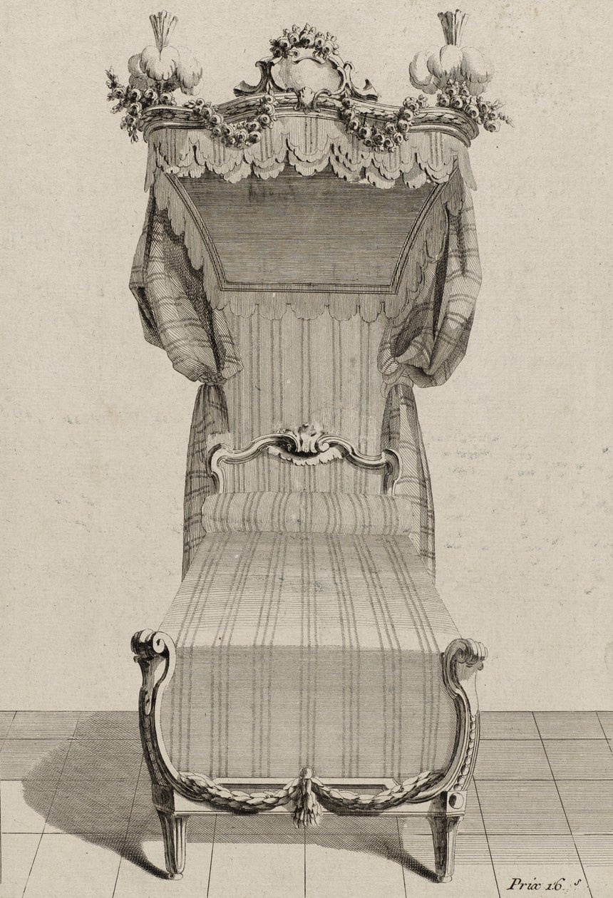 Lit à la Française，1770 年代中期出版（雕刻在纸上） 作者 吉恩·查尔斯（Deanafosse）