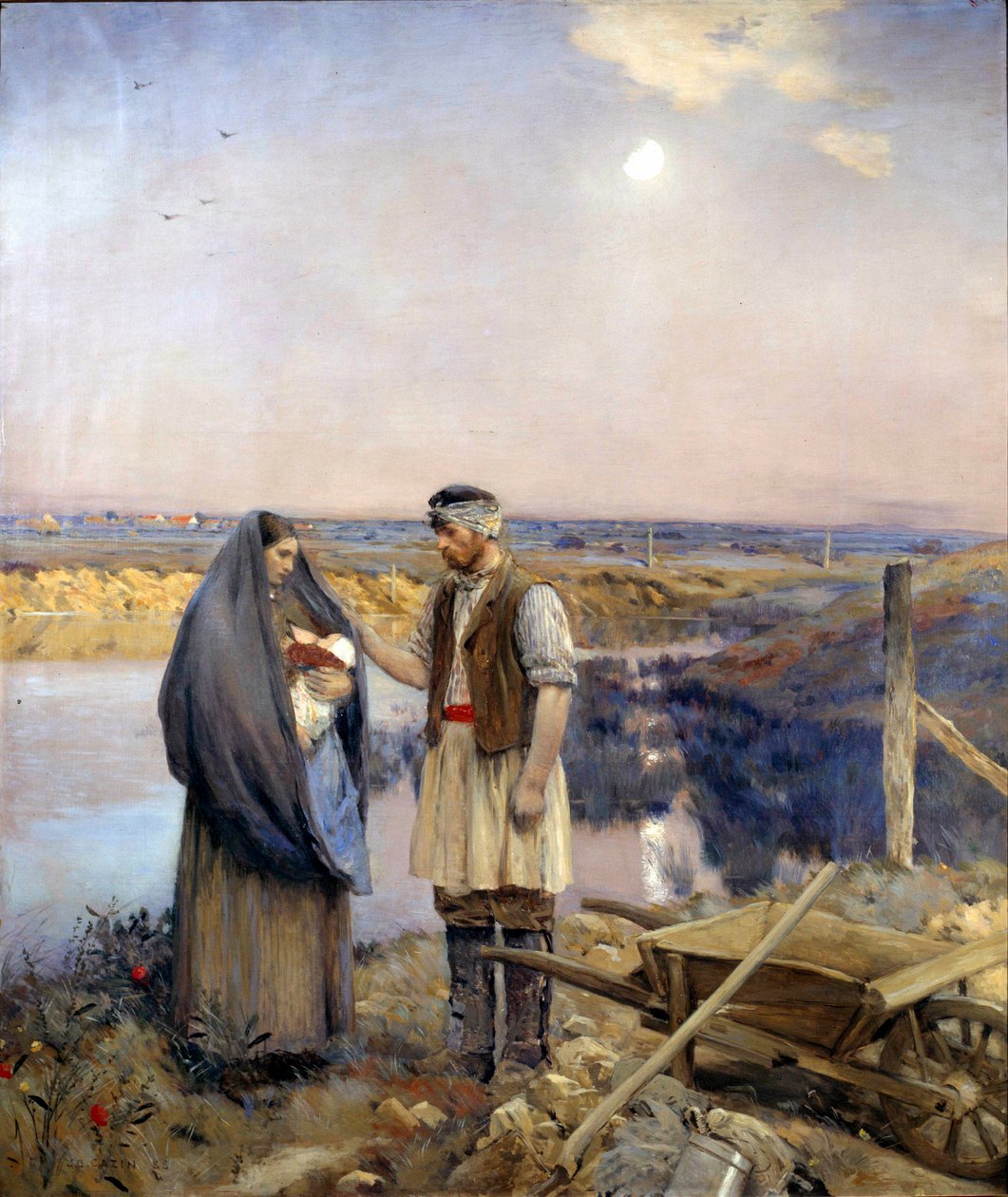 这一天让一个农民家庭。画家：Jean Charles Cazin (1841-1901) 太阳。1,99x1,66 m 1888 巴黎，奥赛博物馆 作者 让·查尔斯·卡赞