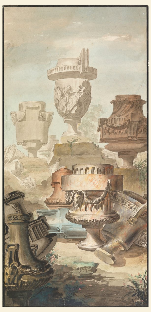 绘画，毁灭幻想：花瓶和骨灰瓮，1770 年 作者 让·查尔斯·德拉福斯（Jean Charles Delafosse）