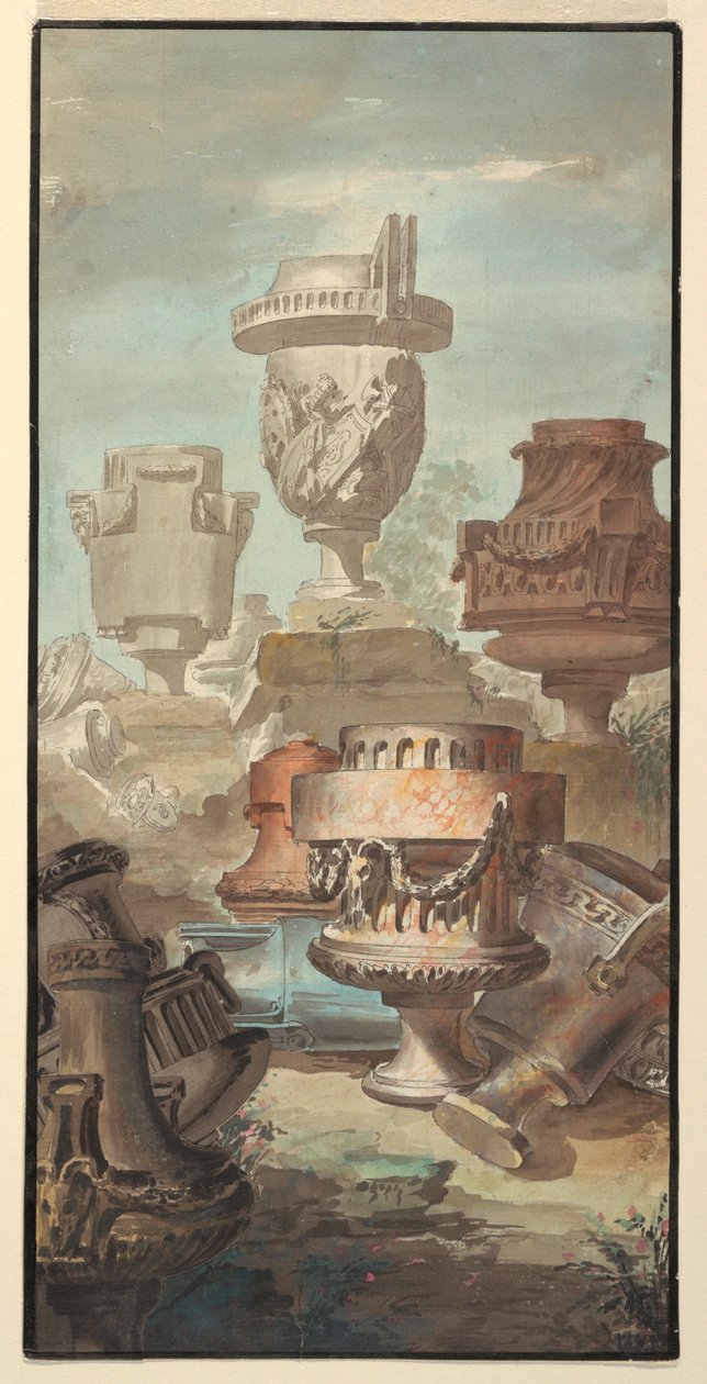 绘画，毁灭幻想：花瓶和骨灰瓮，1770 年 作者 让·查尔斯·德拉福斯（Jean Charles Delafosse）