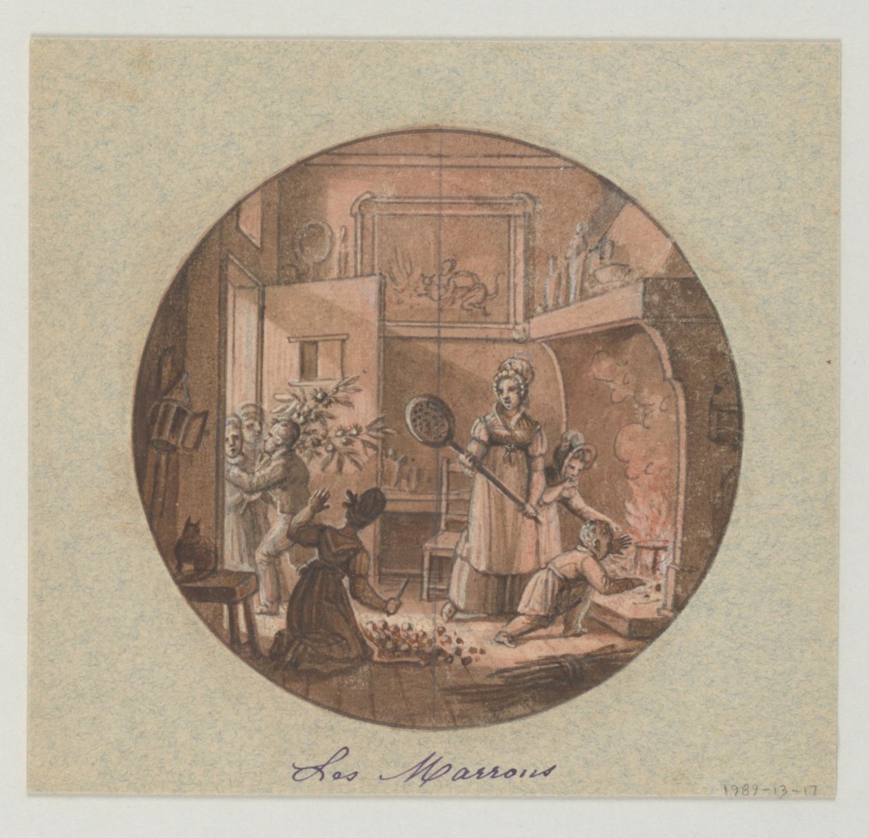 为甜点服务（Service des Objets de Dessert）设计彩绘瓷盘 Les Marrons（栗子）。 作者 让·查尔斯·德维尔（Jean Charles Develly）
