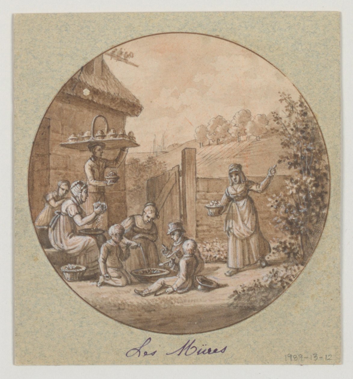 甜点服务中的彩绘瓷盘Les Müres (桑葚)设计图 作者 让·查尔斯·德维尔（Jean Charles Develly）