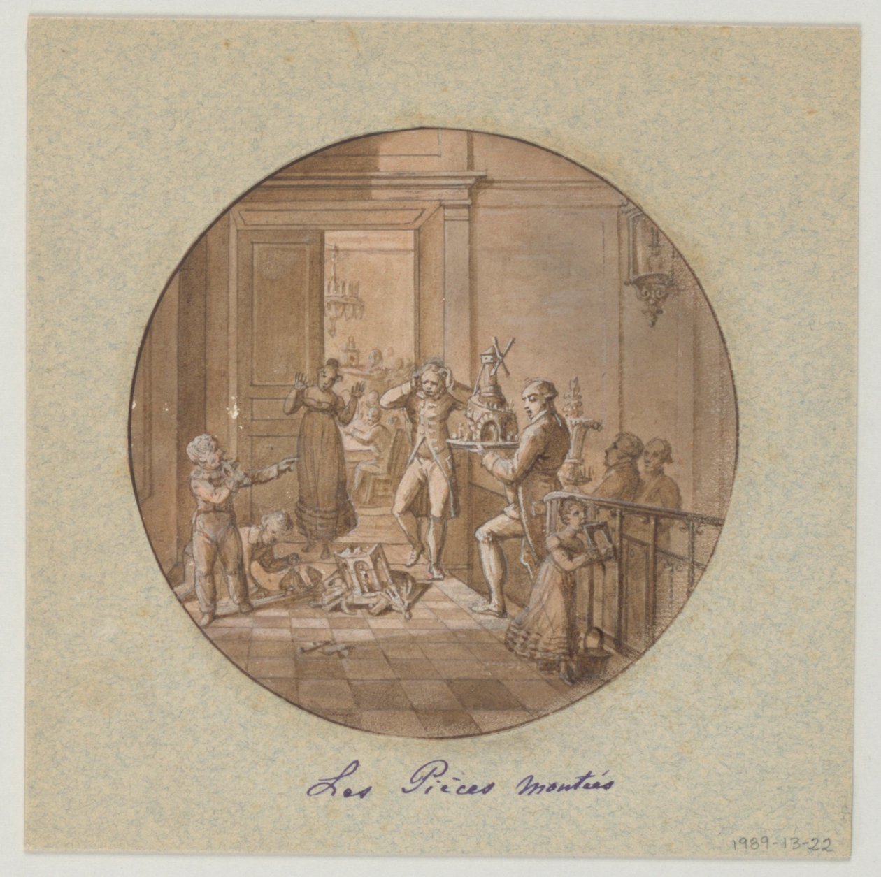 为甜点服务（Service des Objets de Dessert）设计彩绘瓷盘 Les Pièces Montées（层叠蛋糕） 作者 让·查尔斯·德维尔（Jean Charles Develly）