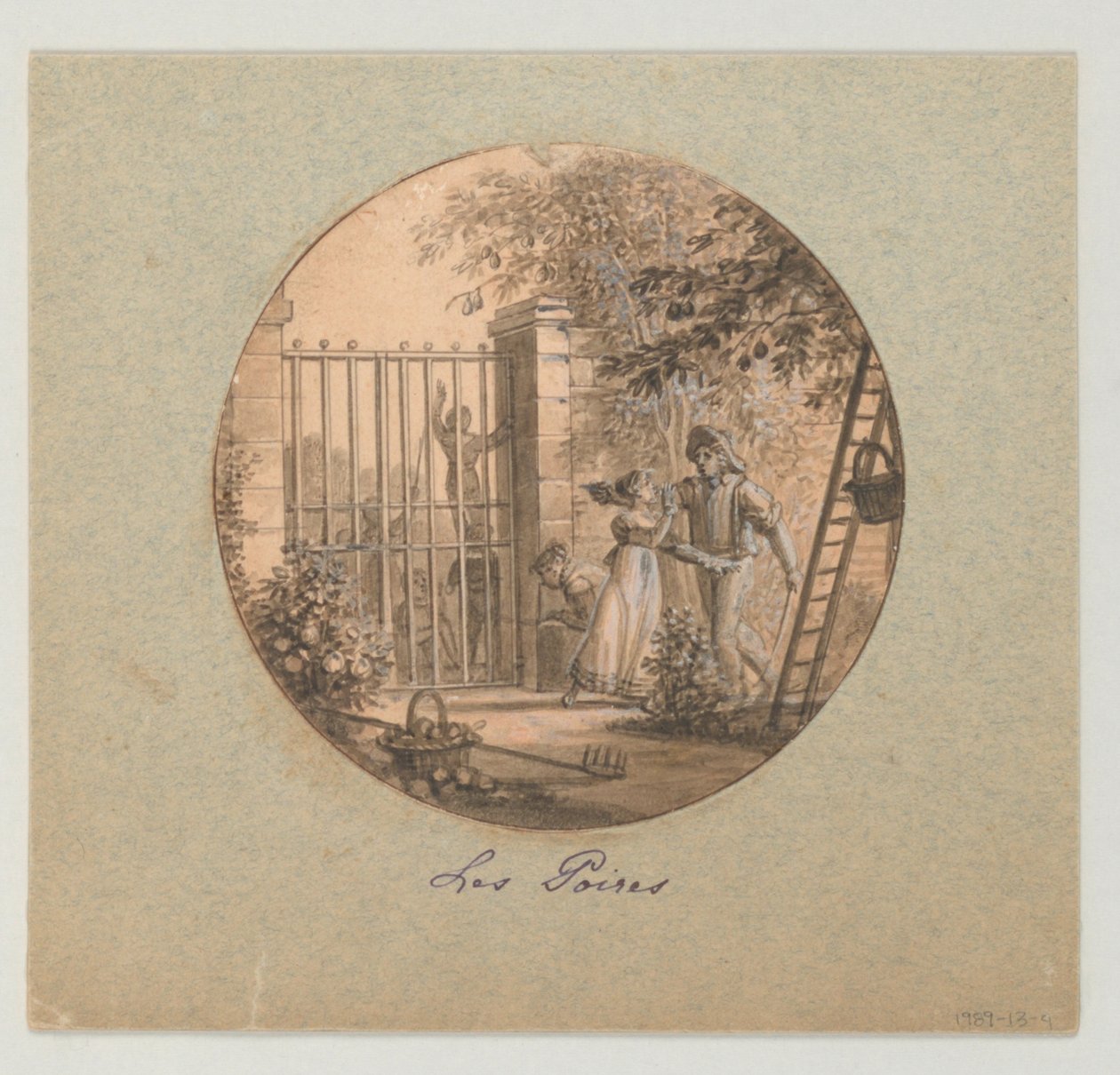 甜点服务中的彩绘瓷盘 Les Poires（梨子）设计图 作者 让·查尔斯·德维尔（Jean Charles Develly）