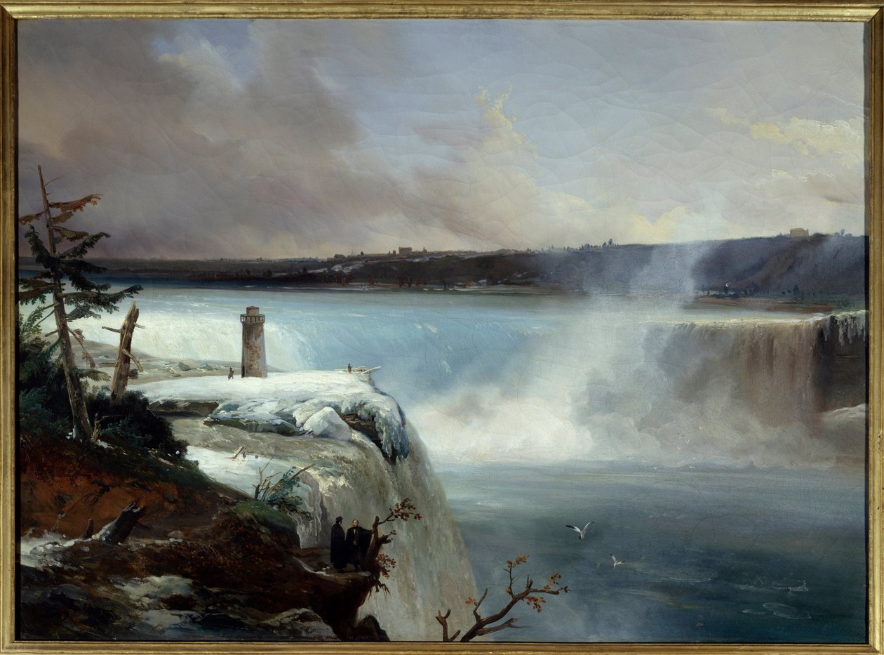 尼亚加拉瀑布。 让·查尔斯·雷蒙德 (Jean Charles Remond) 的绘画 (1795-1875) 作者 让·查尔斯·约瑟夫·雷蒙德