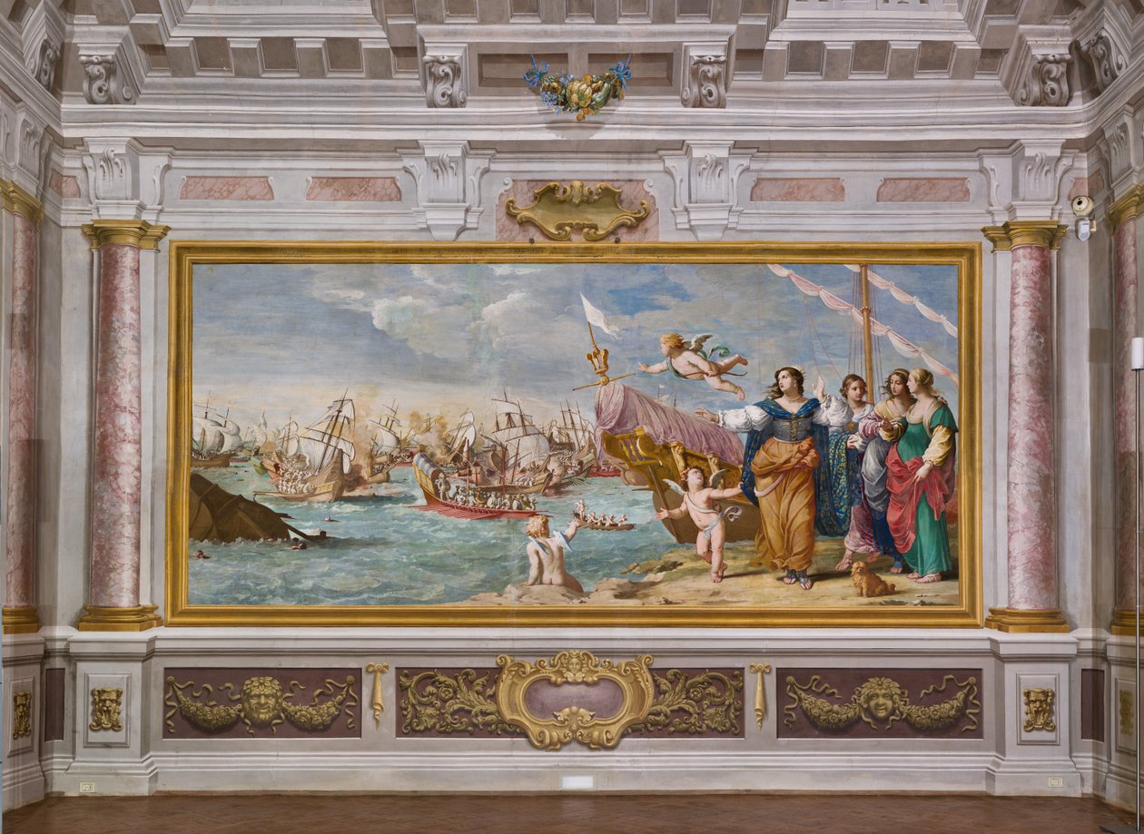 马克-安东尼和克里奥帕特拉的会面（壁画） 作者 Jean & Cialdieri Girolamo (1641 44)) Boulanger
