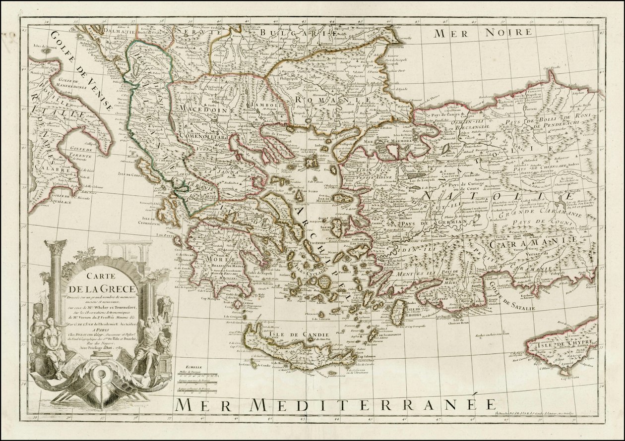1780 map - Carte de la Grece Dressee sur un grand nombre de memoires anciens et nouveaux, Sur ceux de Mrs. 作者 让·克劳德·德扎赫