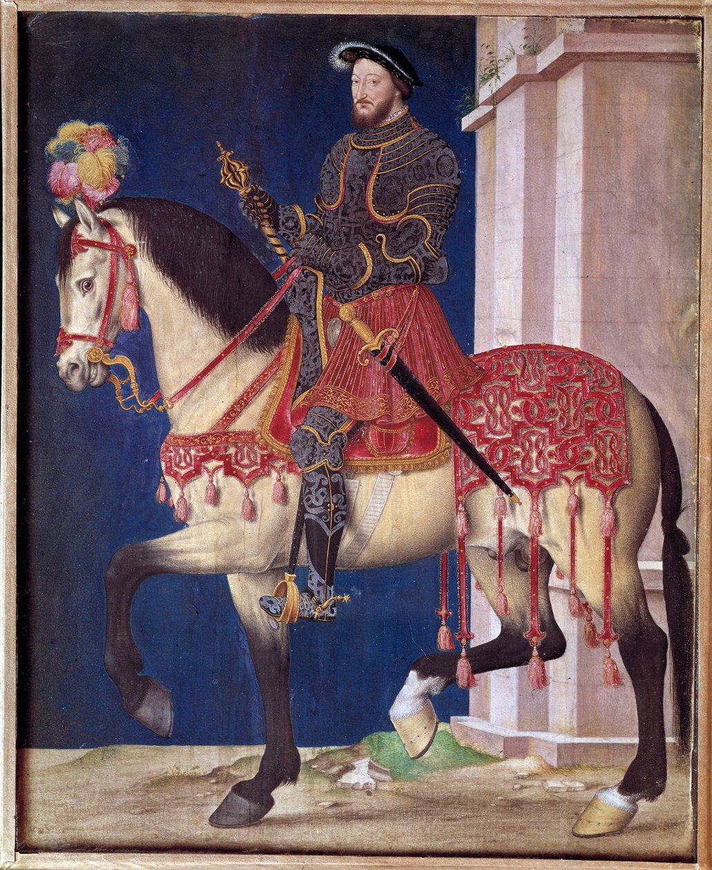 弗朗索瓦一世（1494-1547）的马术画像。让-克鲁瓦（1475/1485-1540）画派的作品 作者 让·克鲁埃特