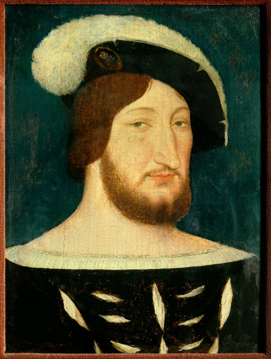 法国国王弗朗索瓦一世 (1494 - 1547) 的肖像。 让·克鲁埃 (Jean Clouet) 的绘画 (1485-1541) 作者 让·克鲁埃特