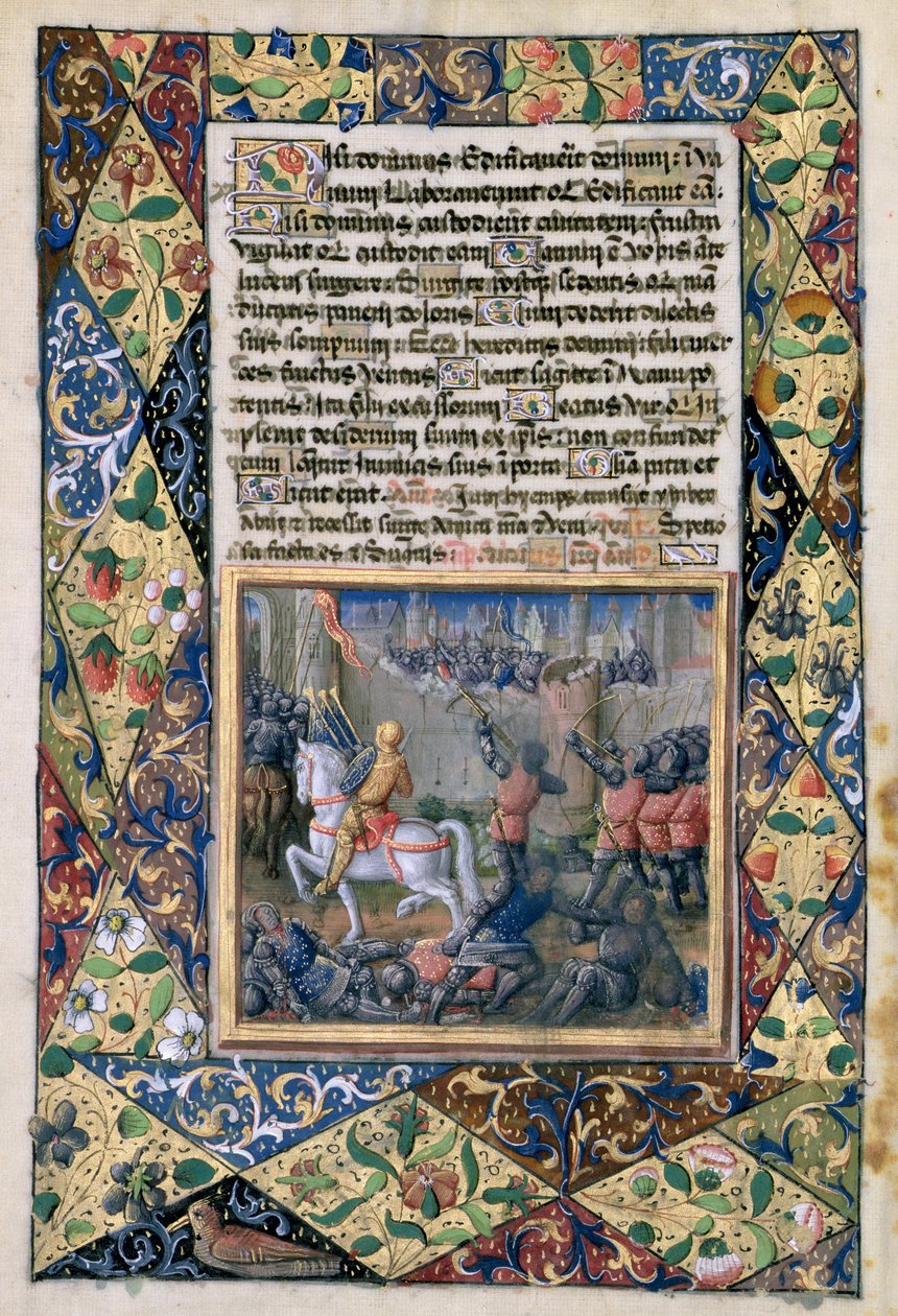 拉特女士。 QvI126 f.38v Rehoboam对“耶路撒冷”的战争，来自“路易·奥尔良时报”，1490年 作者 让·科隆比