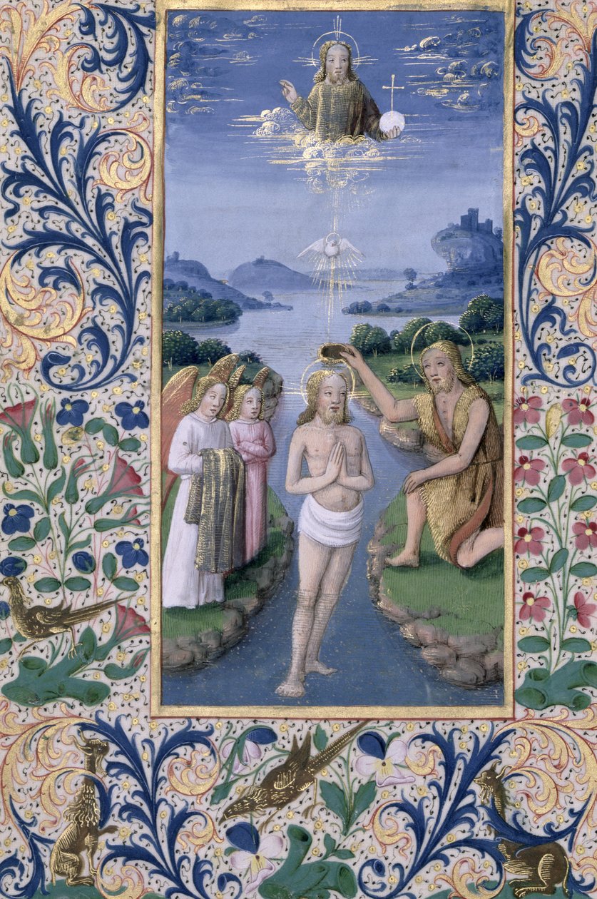 拉特女士。 QvI126 f.88v基督的洗礼，来自“路易·奥尔良时报”，1469年 作者 让·科隆比