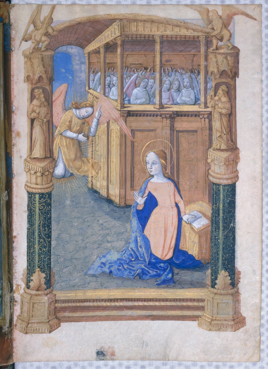 拉特女士。 QvI126 fol.12v报喜，来自“路易斯·奥尔良时报”，1490年 作者 让·科隆比