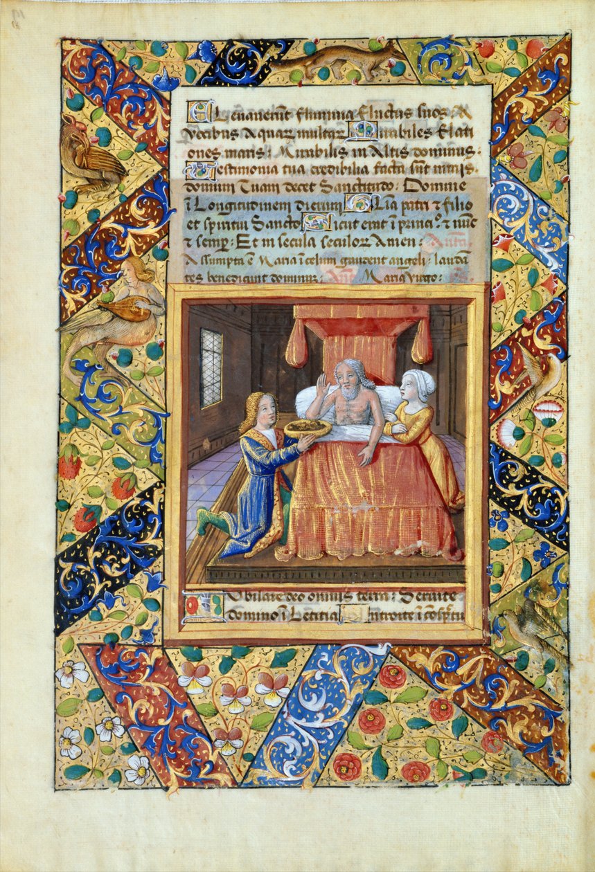 拉特女士。 QvI126 fol.19v Isaac祝福雅各布，来自“路易·奥尔良时报”，1490年 作者 让·科隆比