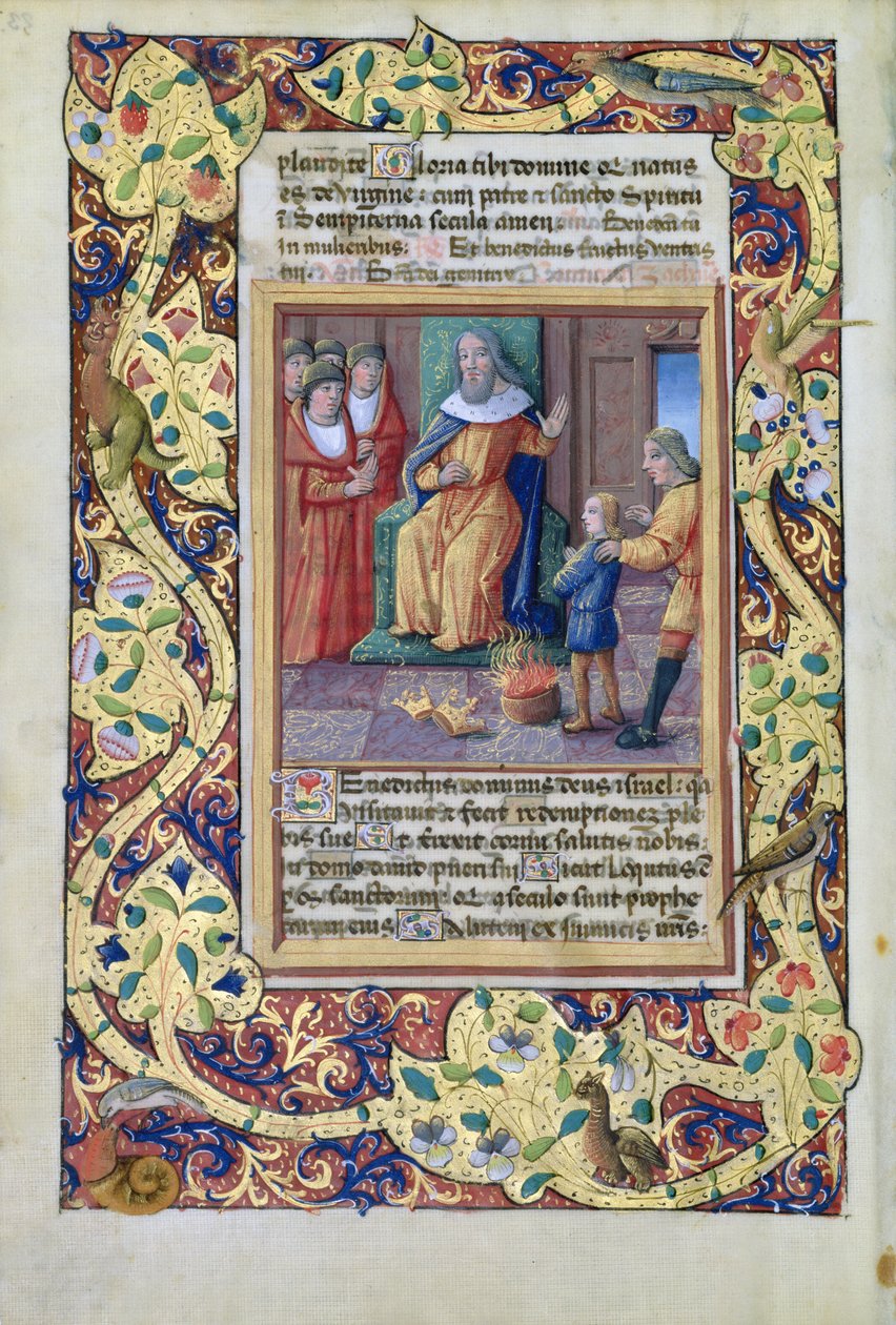 拉特女士。 QvI126 fol.23v约瑟夫从路易·达勒斯时间书中解释法老的梦想，1490 作者 让·科隆比