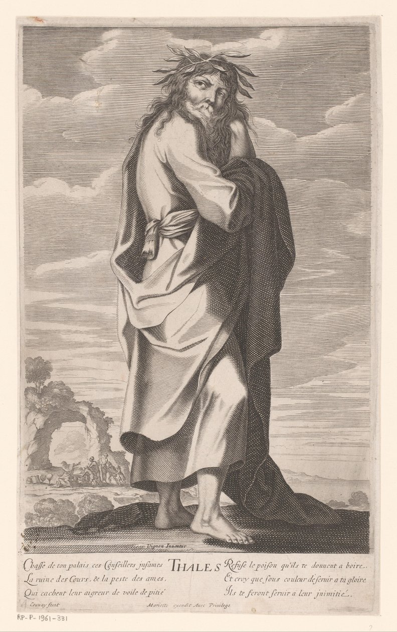 米利都的泰勒斯 泰勒斯（物体上的标题） Les Sept Sages de la Grèce（系列名称） 希腊七贤（系列名） 作者 让·库维