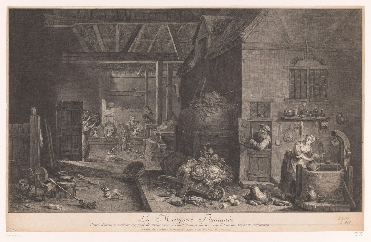 农舍内部
La Ménagere Flamande（物品上的标题） 作者 让·达勒（JeanDaullé）