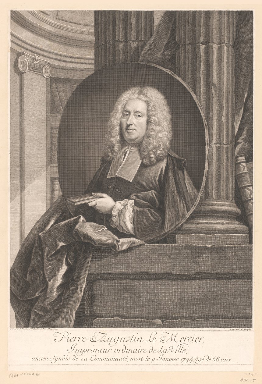 皮埃尔-奥古斯丁-勒梅歇（Portret van Pierre-Augustin Le Mercier
皮埃尔-奥古斯丁-勒梅歇（物品上的标题） 作者 让·达勒（JeanDaullé）