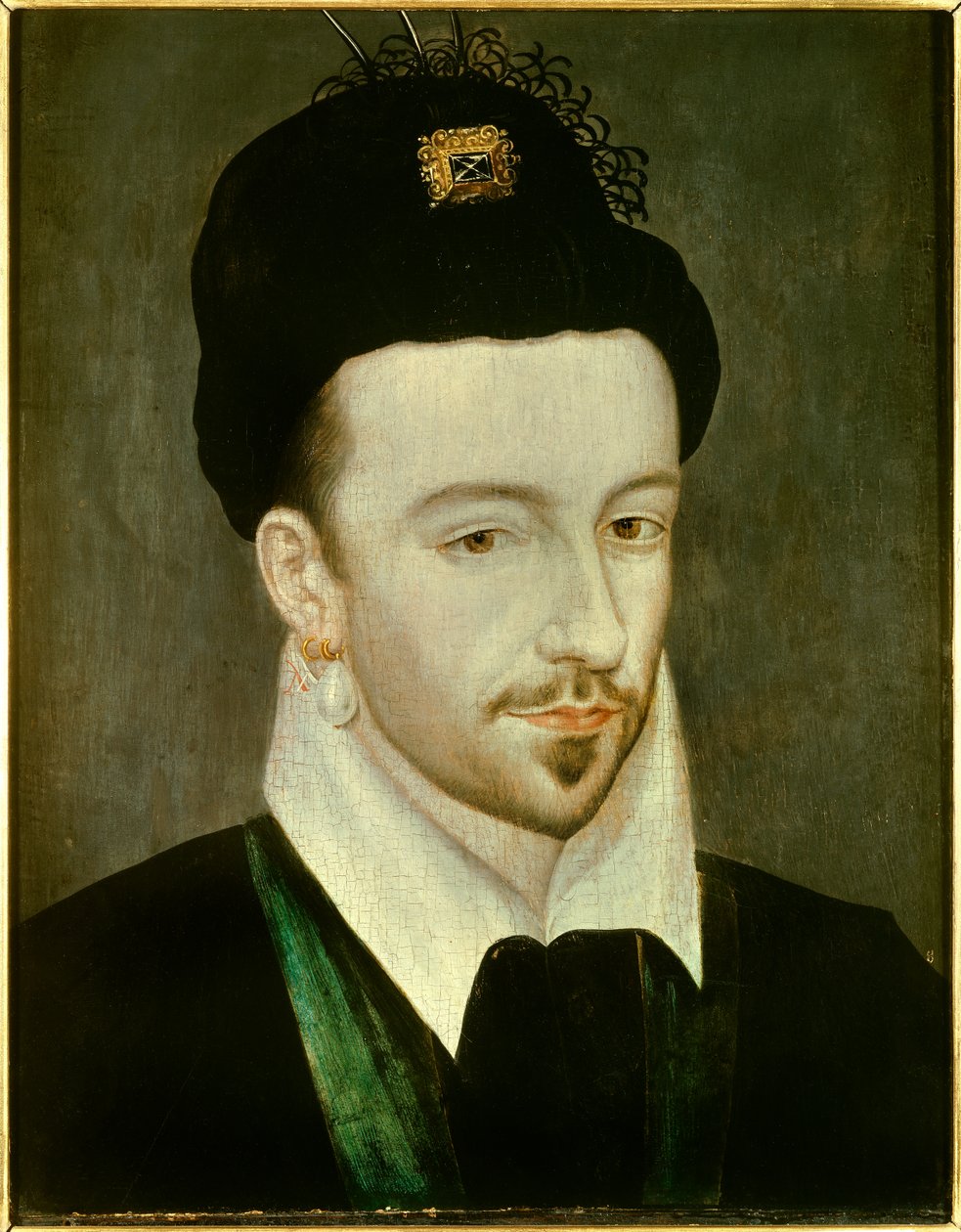 法国国王亨利三世 (1551-1589) 的肖像画被认为是让·杜古 (Jean Ducourt)（16 世纪下半叶）Sun 的画作。 0,29 x 0,22 m - 法国国王亨利三世（1551-1589）的肖像。 让·杜古 (Jean Ducourt) 的画作（16 世纪下半叶） 作者 让·德库尔