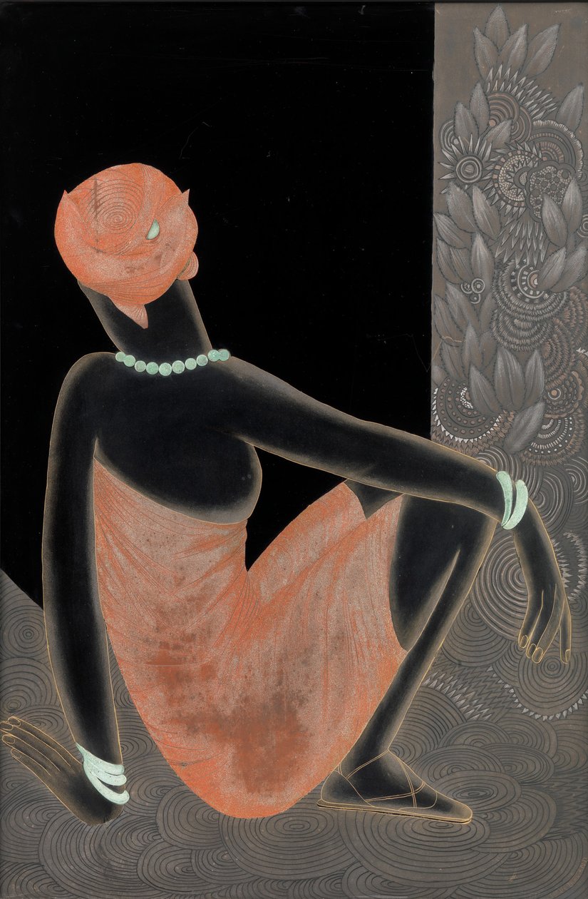 非洲女人，1928-30（漆木，氧化铜） 作者 让·杜南（Jean Dunand）
