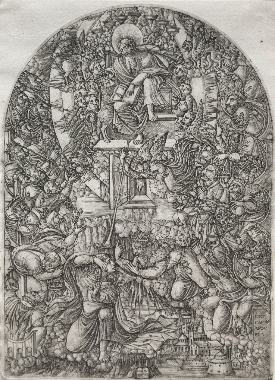 启示录：圣约翰召唤到天堂，1555年。 作者 让·杜维