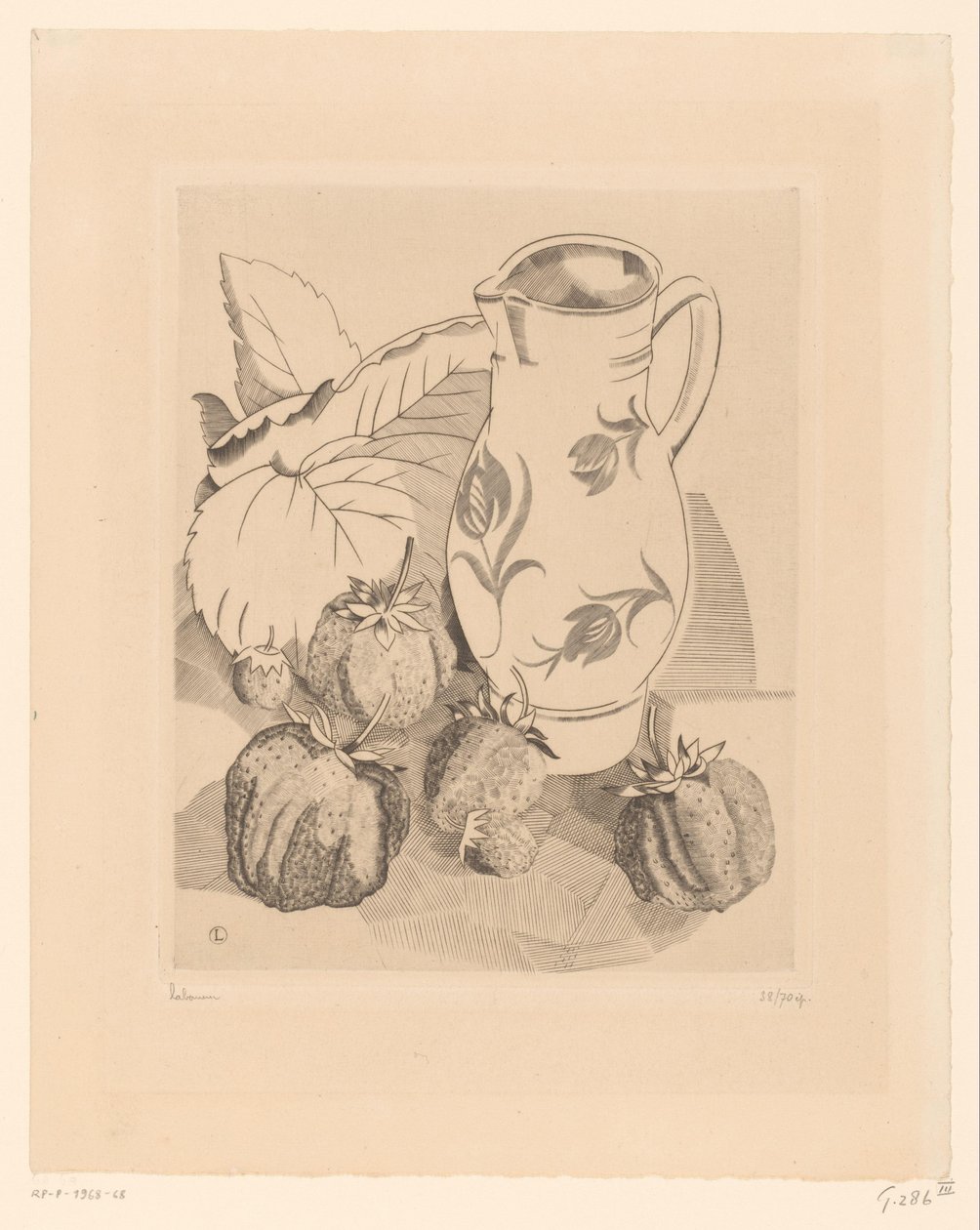 静物与草莓和壶
草莓 作者 Jean Emile Laboureur（艺术家签名）