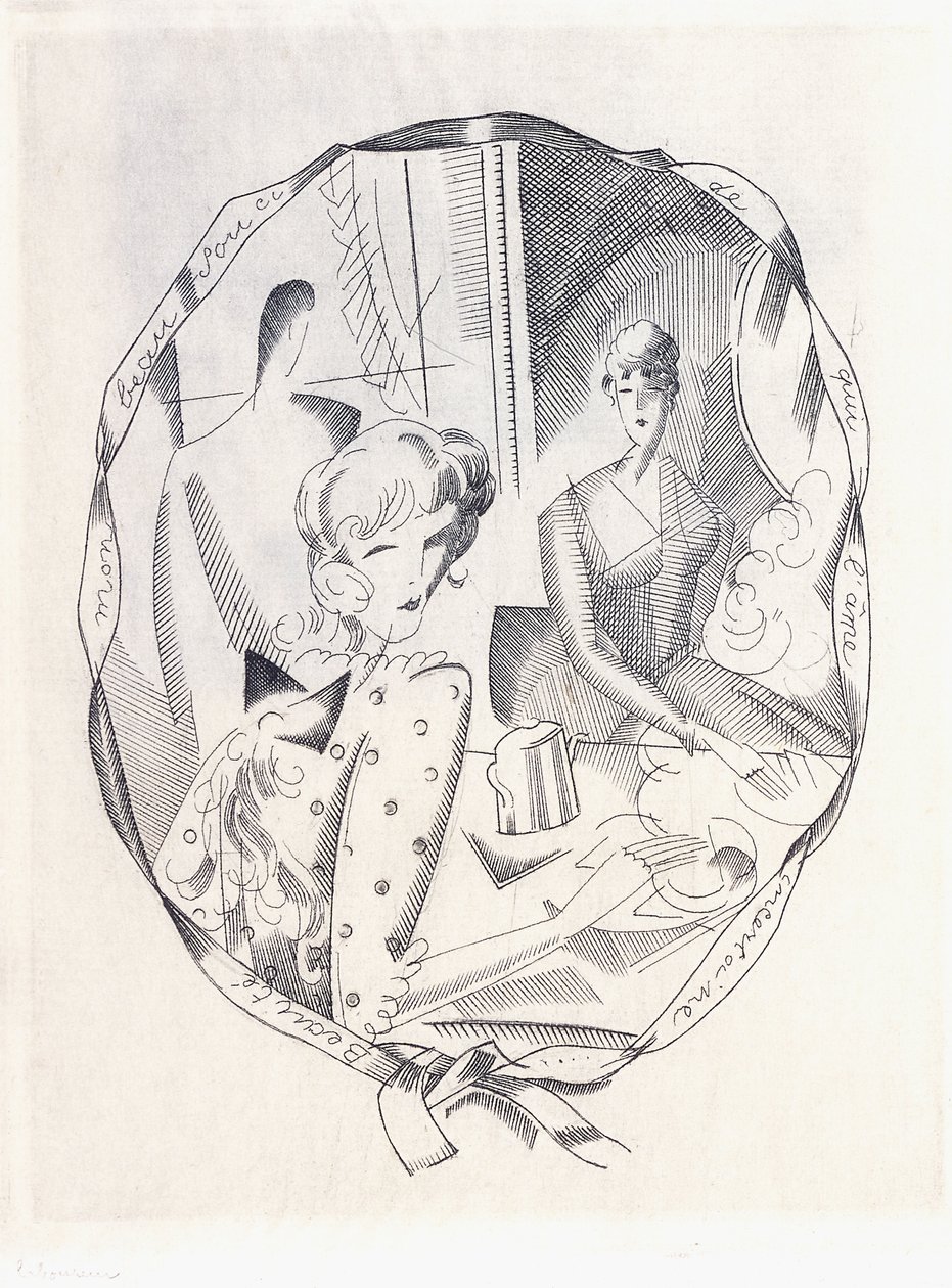 两个风骚和绅士的插图，1920年 作者 让·埃米尔·拉布尔（Jean Emile Laboureur）