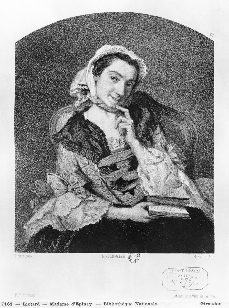 Louise Tardieu d&39;Esclavelles，名为Madame d&39;Epinay（1726-83），由Henri Charles Antoine Baron（1816-85）雕刻 作者 让·埃蒂安·利奥塔