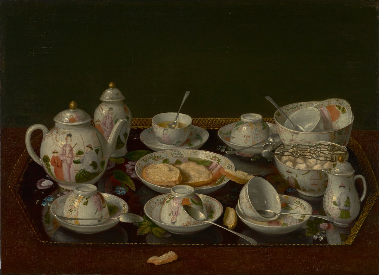静物：茶具，c.1781-3（船上安装的油画） 作者 让·埃蒂安·利奥塔
